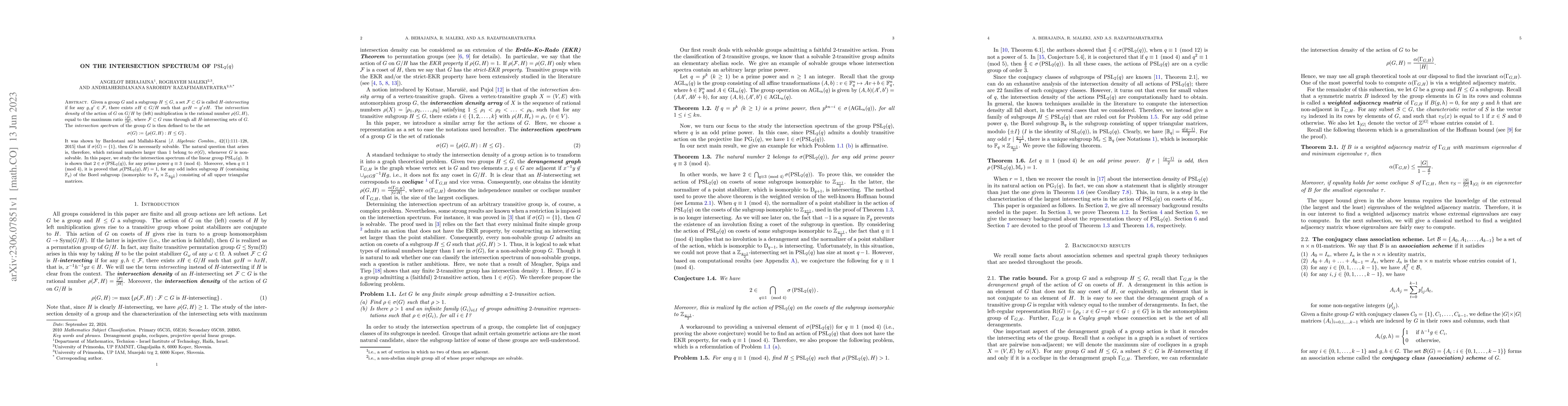 Thumbnail for On the intersection spectrum of $\operatorname{PSL}_2(q)$