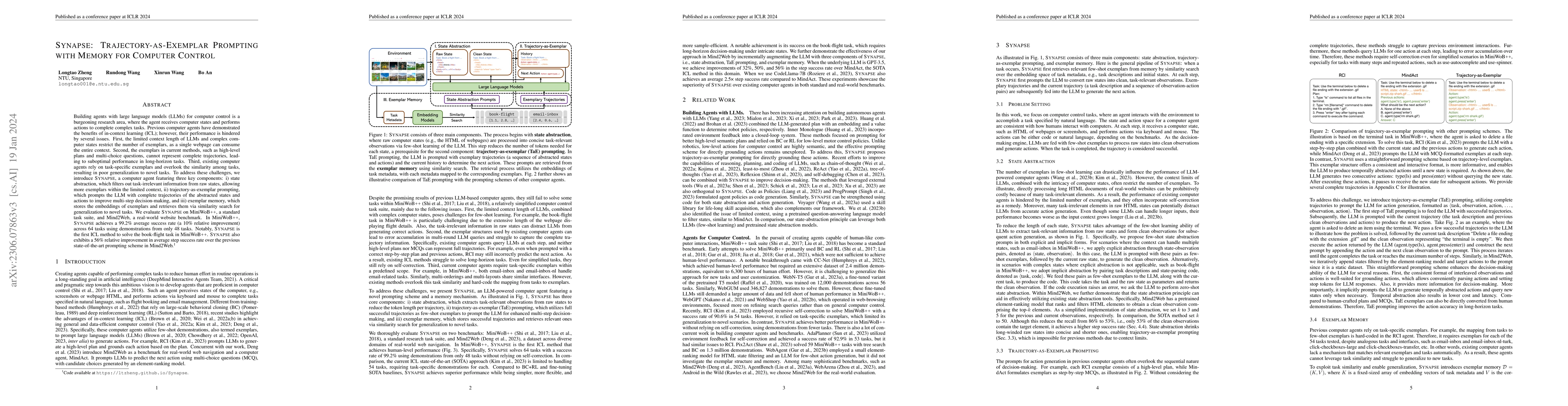 Thumbnail for Synapse: Trajectory-as-Exemplar Prompting with Memory for Computer
  Control