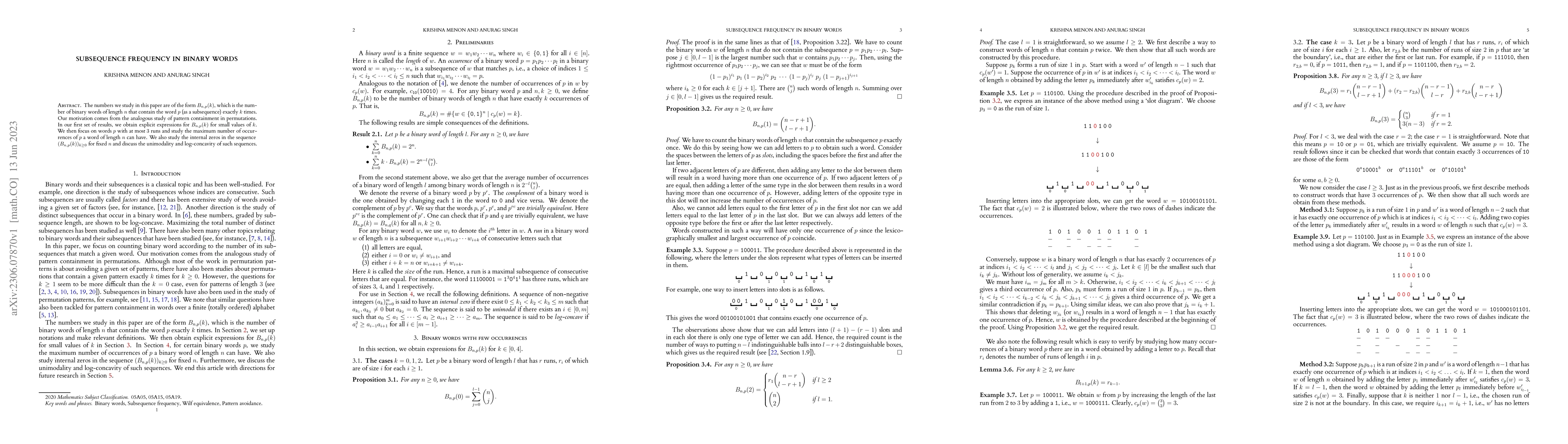 Thumbnail for Subsequence frequency in binary words