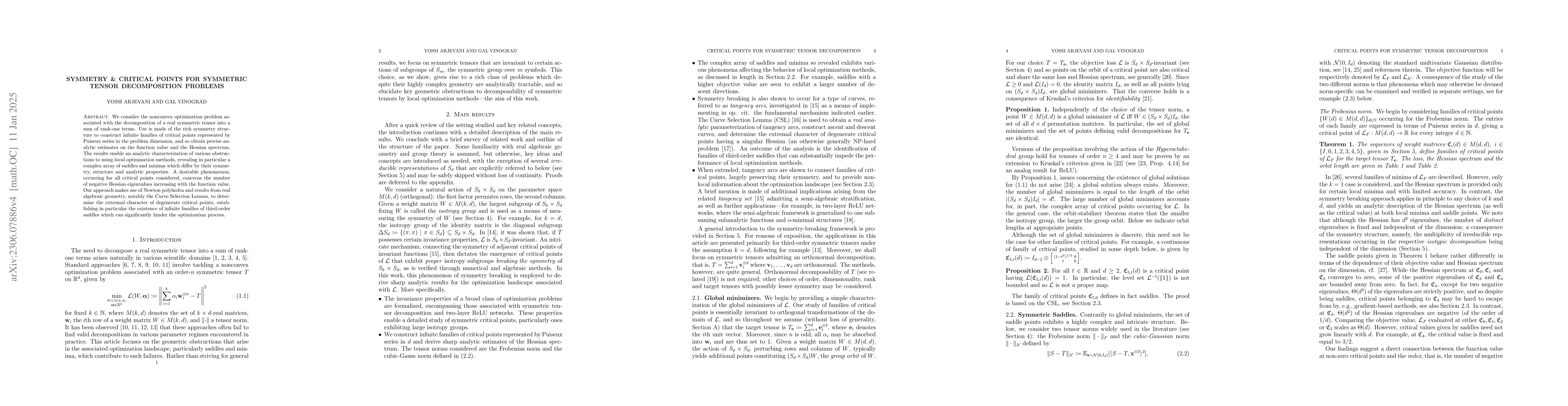 Thumbnail for Symmetry & Critical Points for Symmetric Tensor Decomposition Problems