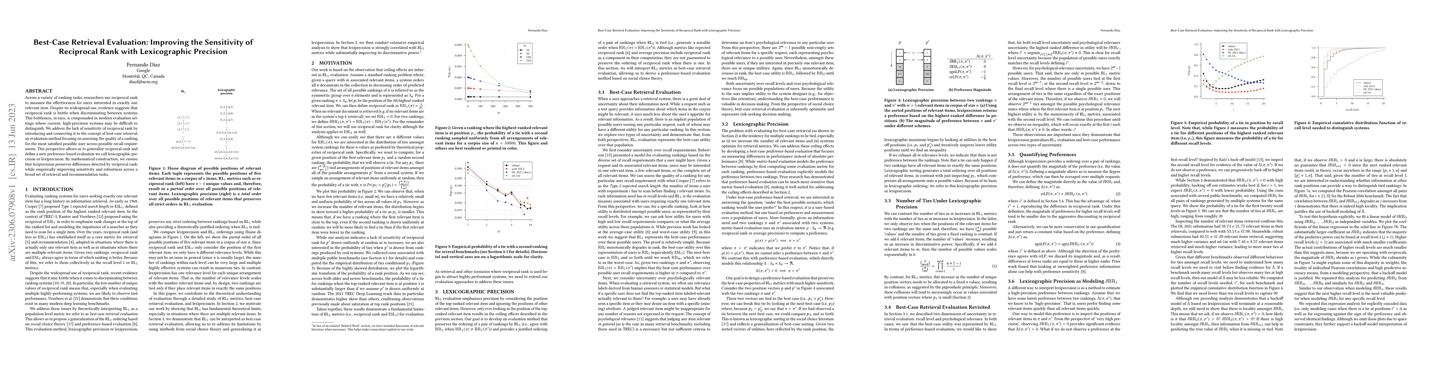Thumbnail for Best-Case Retrieval Evaluation: Improving the Sensitivity of Reciprocal
  Rank with Lexicographic Precision