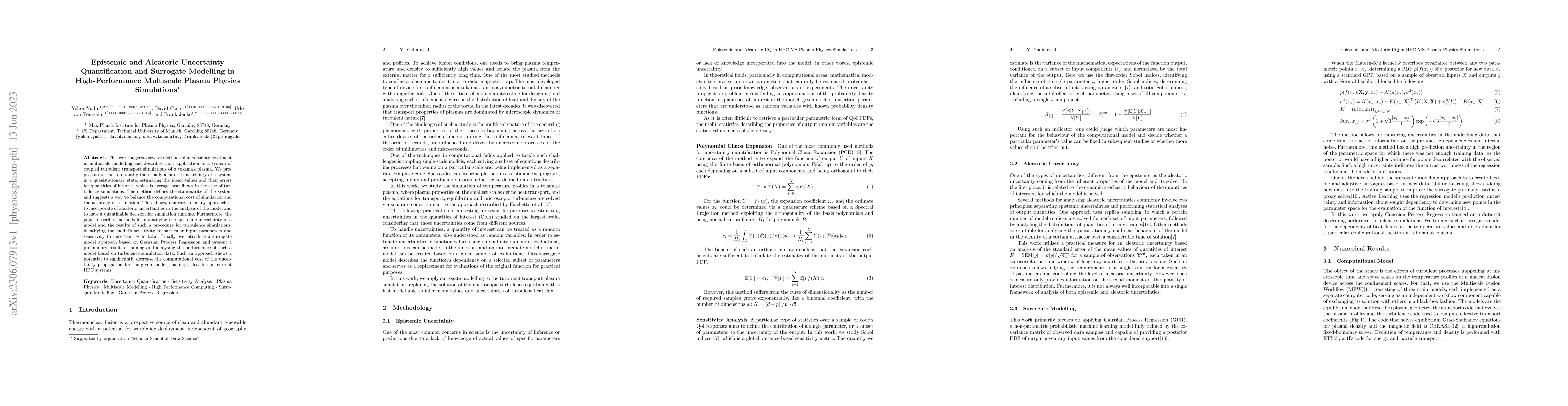 Thumbnail for Epistemic and Aleatoric Uncertainty Quantification and Surrogate
  Modelling in High-Performance Multiscale Plasma Physics Simulations