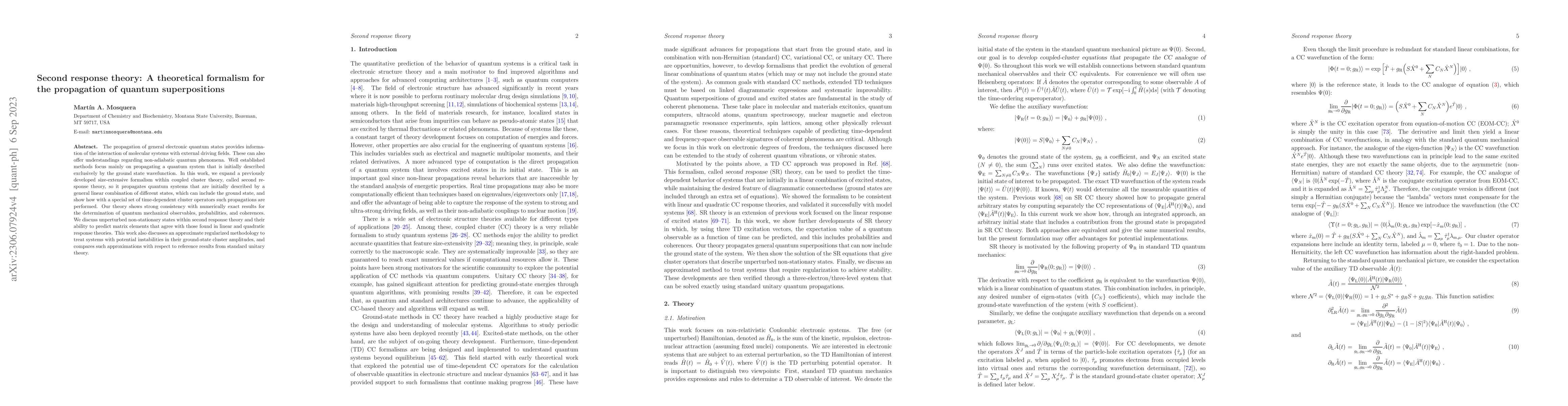 Thumbnail for Second Response Theory: A Theoretical Formalism for the Propagation of
  Quantum Superpositions