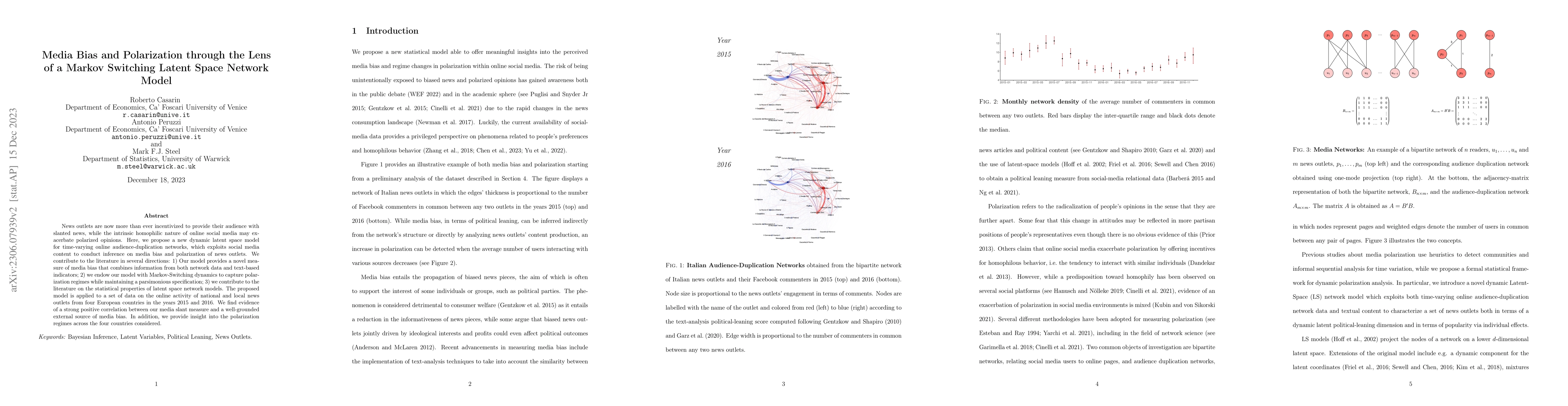Thumbnail for Media Bias and Polarization through the Lens of a Markov Switching
  Latent Space Network Model