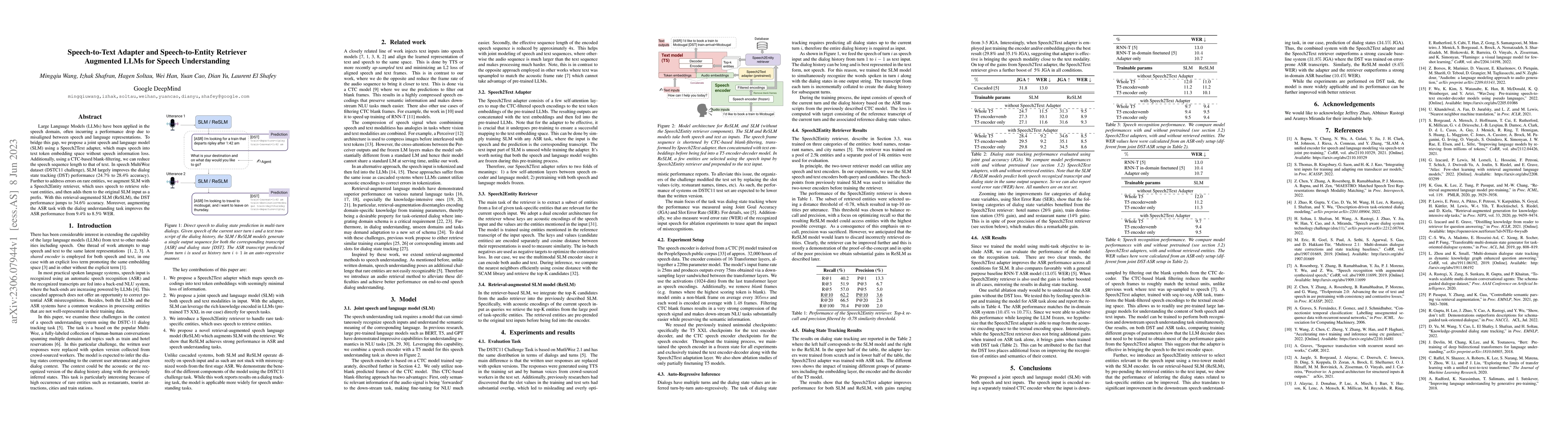 Thumbnail for Speech-to-Text Adapter and Speech-to-Entity Retriever Augmented LLMs for
  Speech Understanding