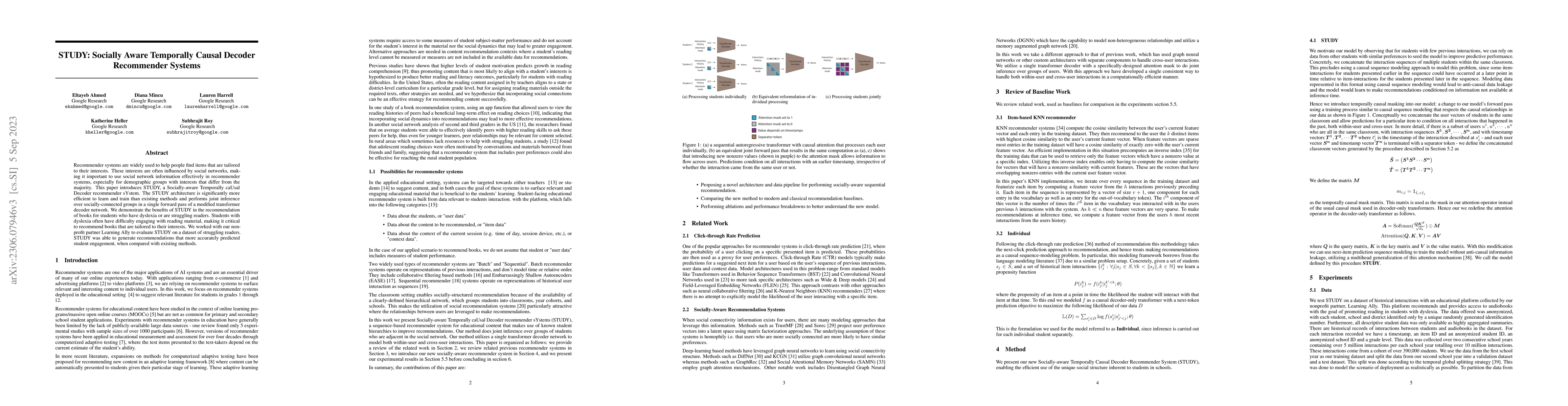 Thumbnail for STUDY: Socially Aware Temporally Causal Decoder Recommender Systems