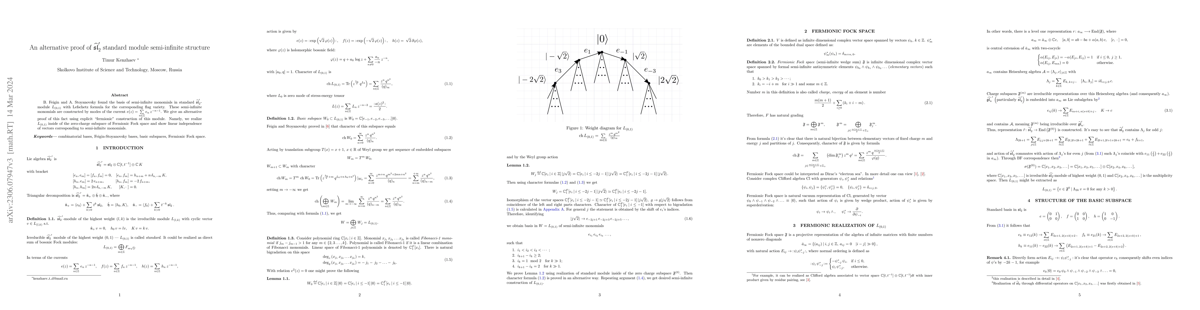 Thumbnail for An alternative proof of $\widehat{\mathfrak{sl}}_2'$ standard module
  semi-infinite structure