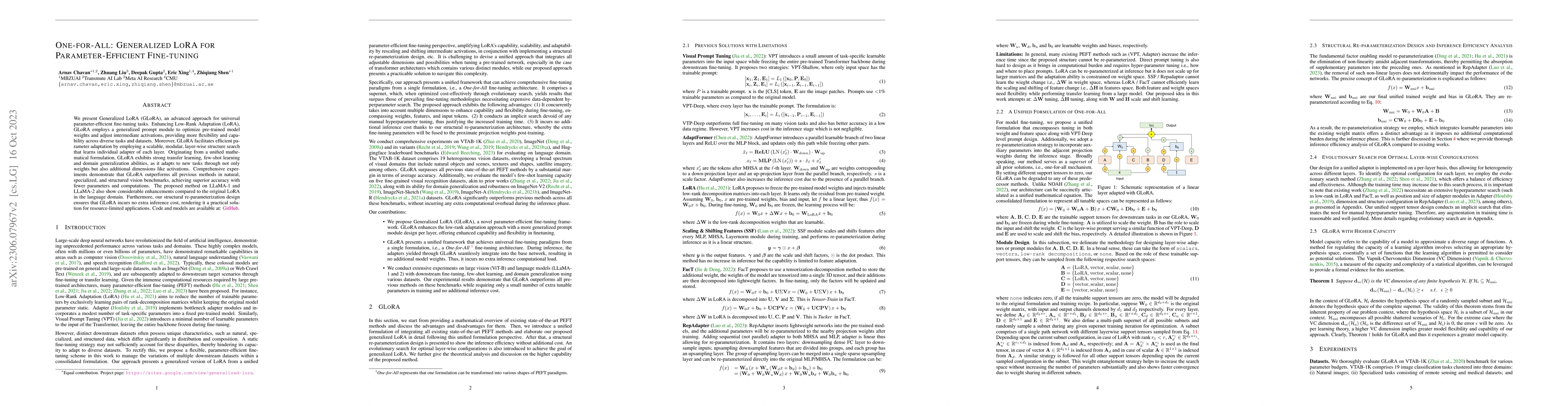 Thumbnail for One-for-All: Generalized LoRA for Parameter-Efficient Fine-tuning