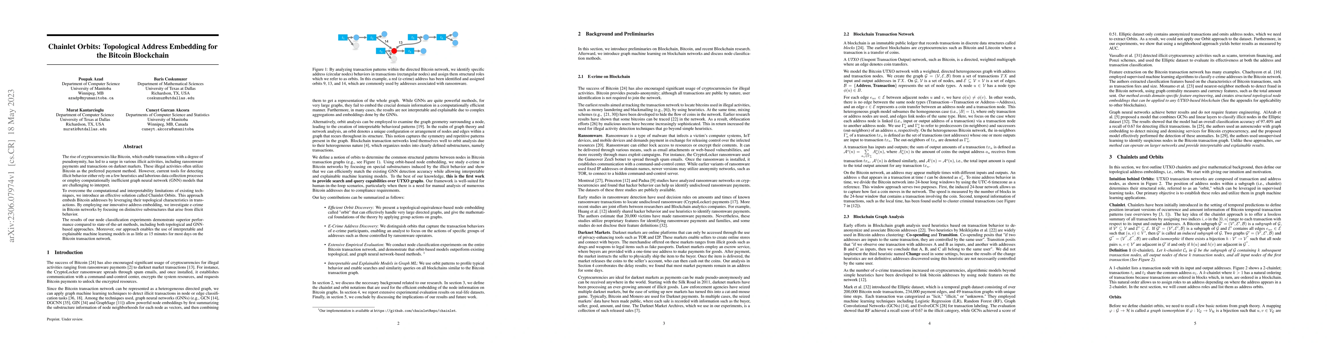 Thumbnail for Chainlet Orbits: Topological Address Embedding for the Bitcoin
  Blockchain