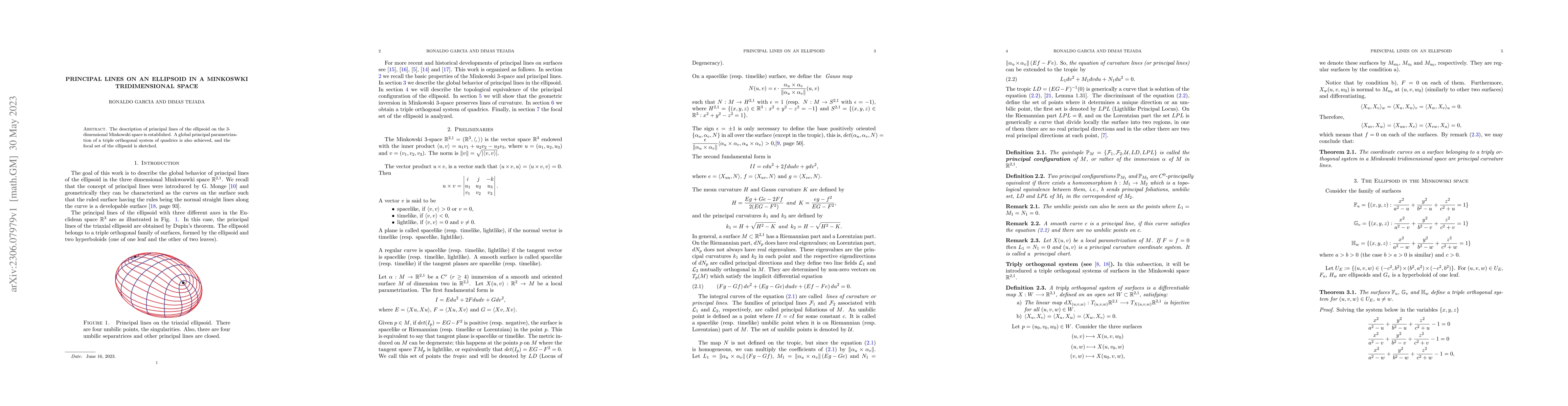 Thumbnail for Principal Lines on an Ellipsoid in a Minkoswki Tridimensional Space