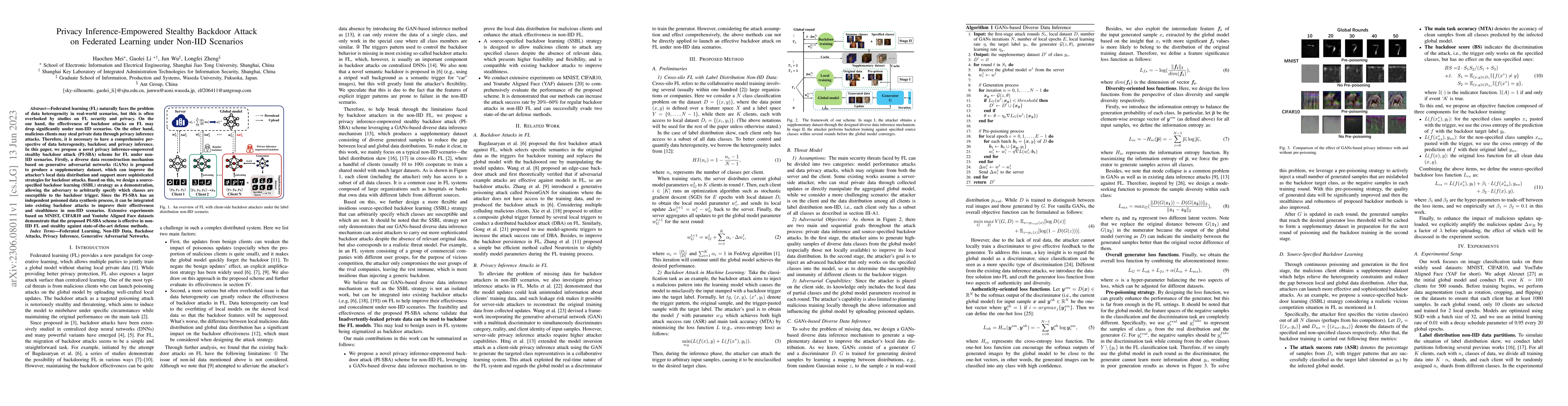Thumbnail for Privacy Inference-Empowered Stealthy Backdoor Attack on Federated
  Learning under Non-IID Scenarios