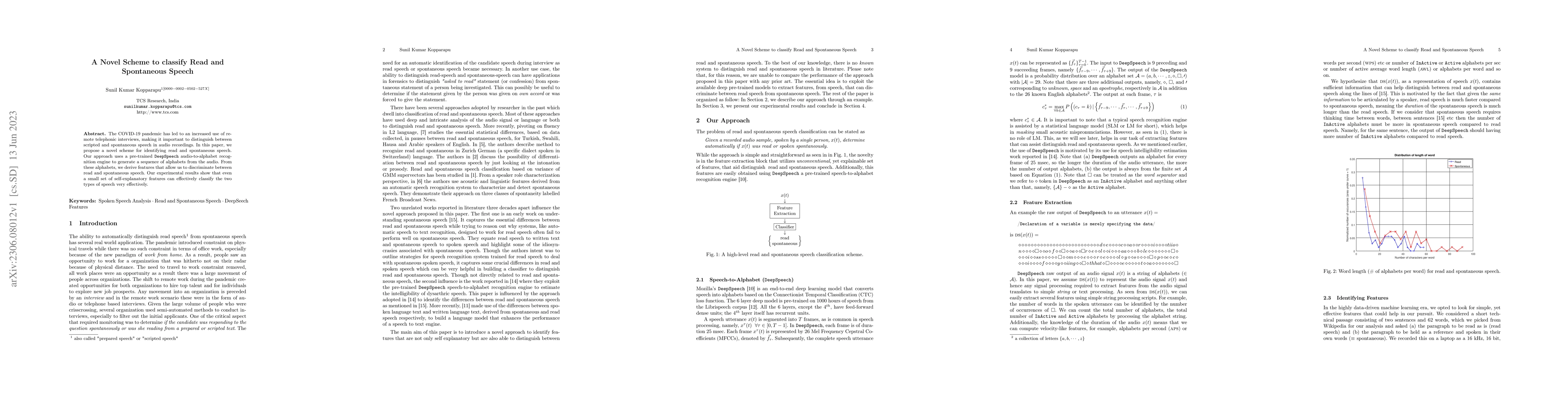 Thumbnail for A Novel Scheme to classify Read and Spontaneous Speech