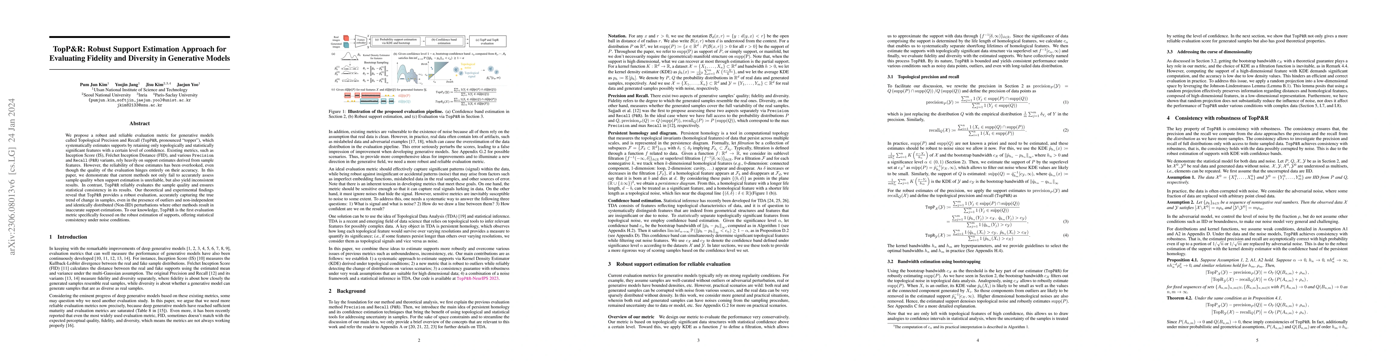 Thumbnail for TopP&R: Robust Support Estimation Approach for Evaluating Fidelity and
  Diversity in Generative Models