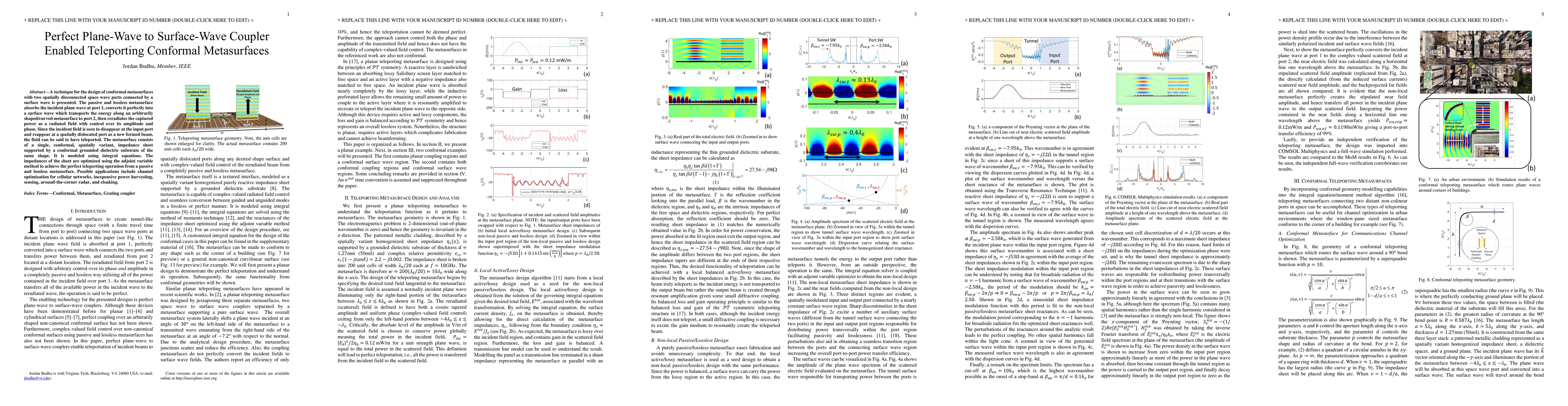 Thumbnail for Perfect Plane-Wave to Surface-Wave Coupler Enabled Teleporting Conformal
  Metasurfaces