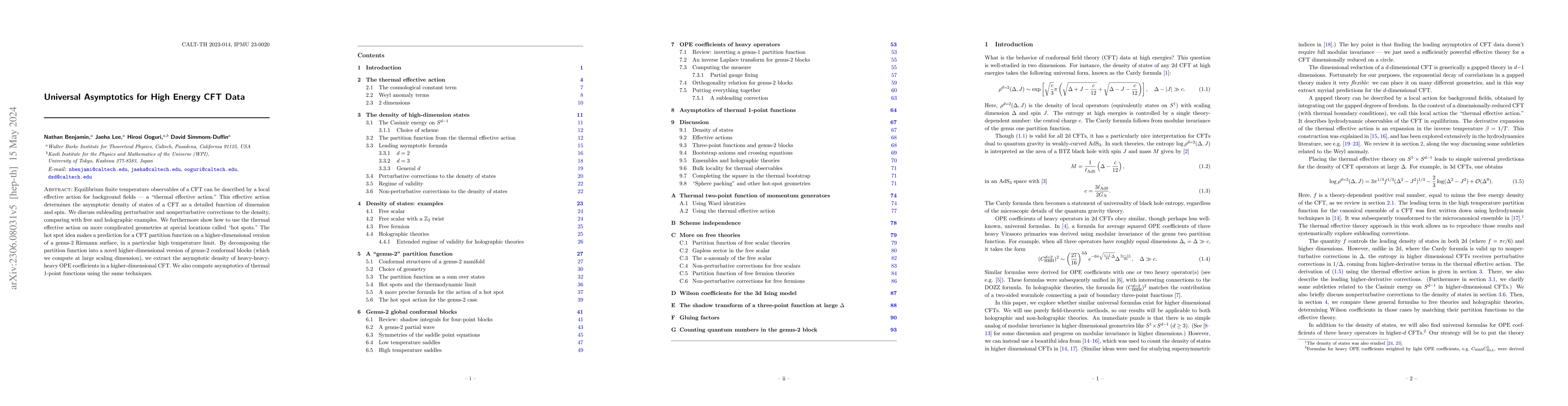 Thumbnail for Universal Asymptotics for High Energy CFT Data