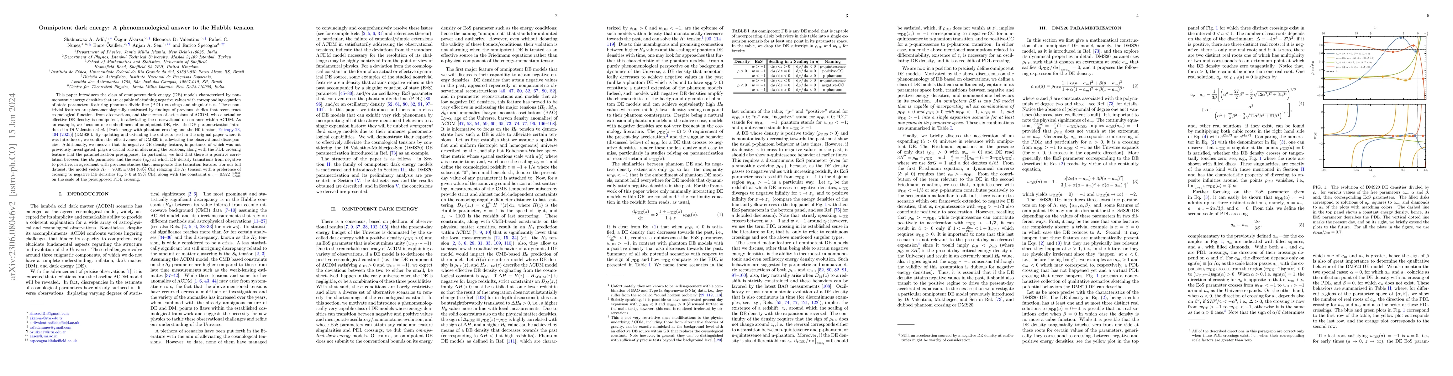 Thumbnail for Omnipotent dark energy: A phenomenological answer to the Hubble tension