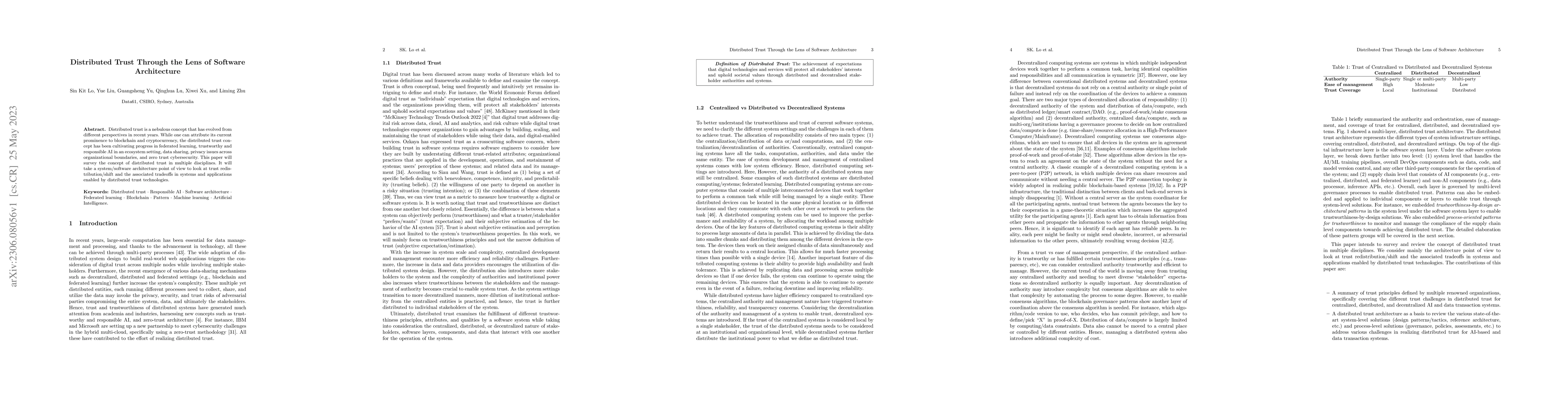 Thumbnail for Distributed Trust Through the Lens of Software Architecture