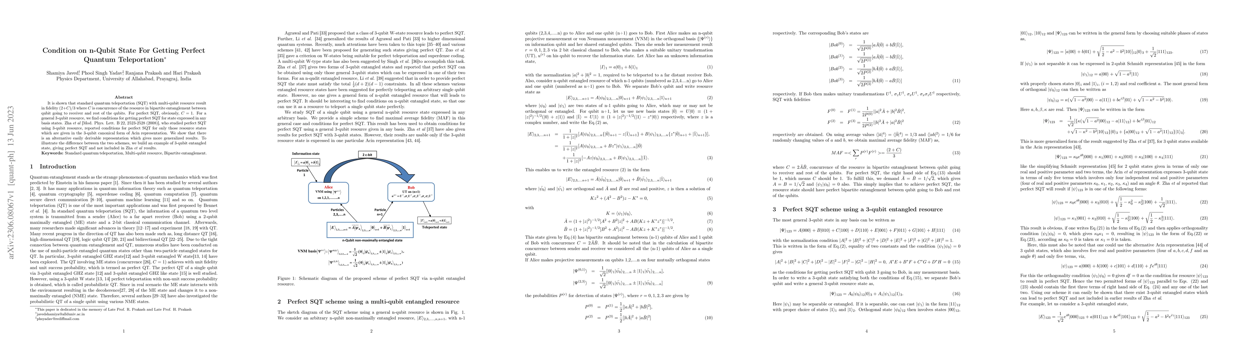 Thumbnail for Condition on n-Qubit State For Getting Perfect Quantum Teleportation