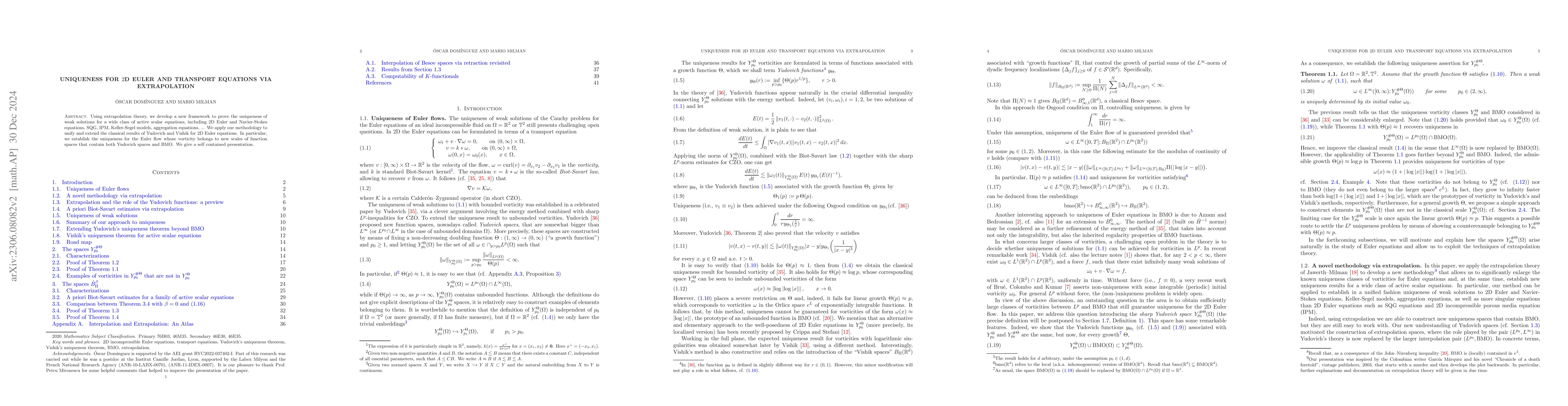 Thumbnail for Uniqueness for 2D Euler and transport equations via extrapolation