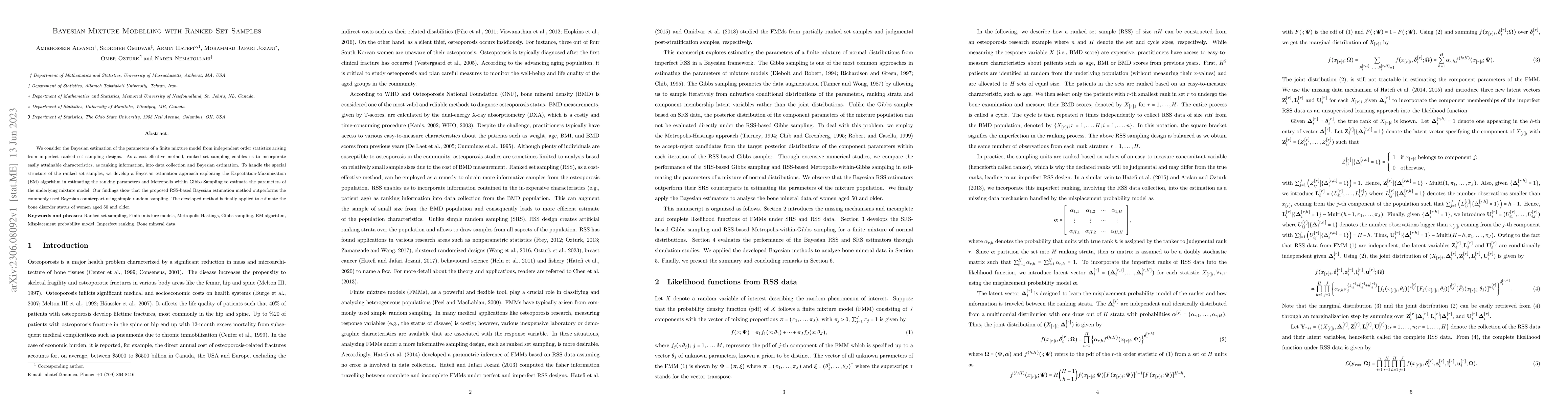 Thumbnail for Bayesian Mixture Modelling with Ranked Set Samples
