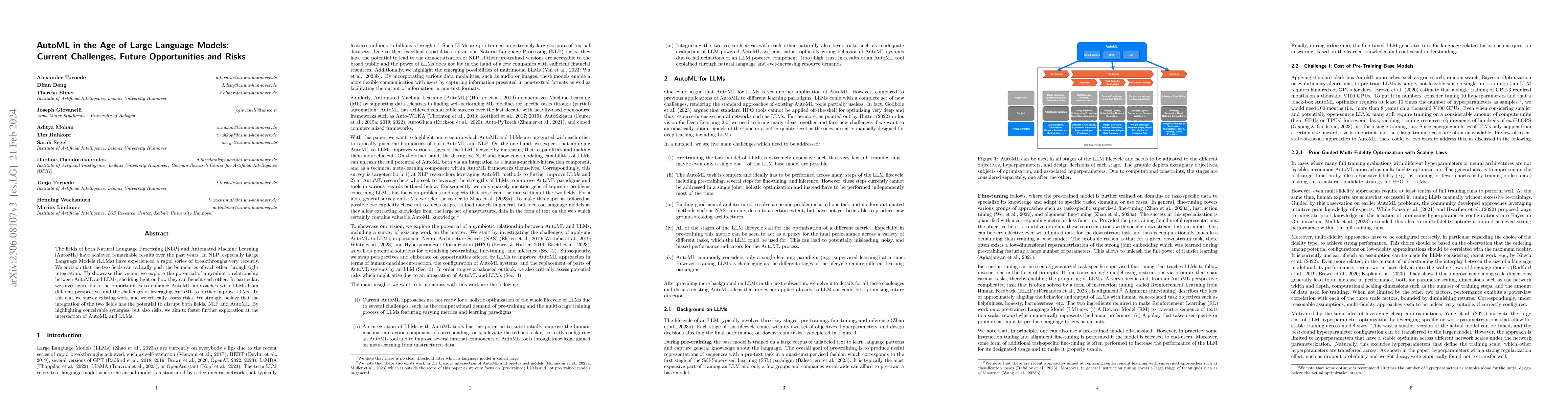 Thumbnail for AutoML in the Age of Large Language Models: Current Challenges, Future
  Opportunities and Risks