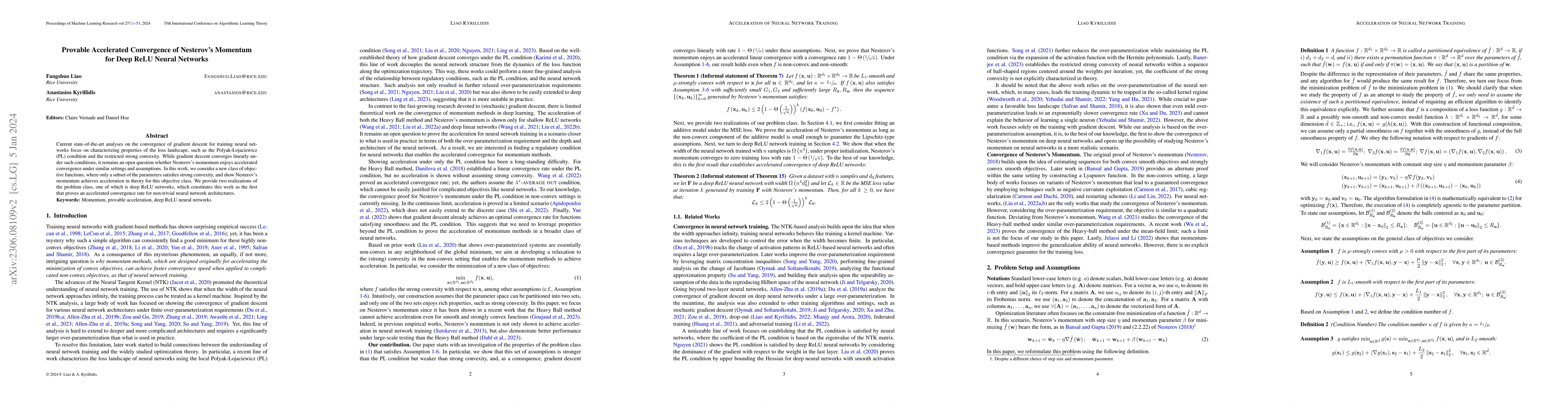 Thumbnail for Provable Accelerated Convergence of Nesterov's Momentum for Deep ReLU
  Neural Networks