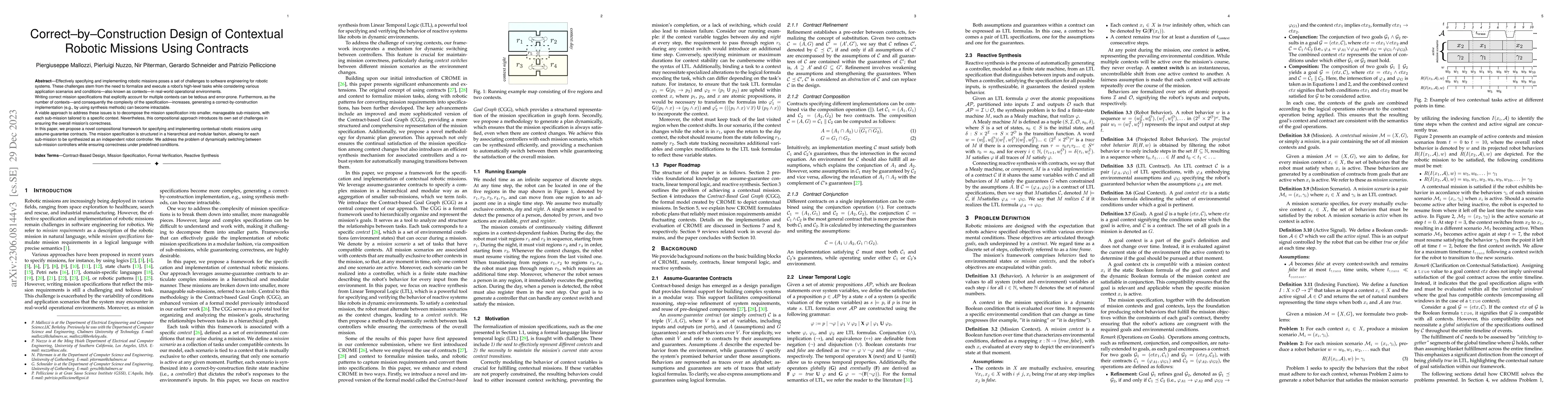 Thumbnail for Correct-by-Construction Design of Contextual Robotic Missions Using
  Contracts