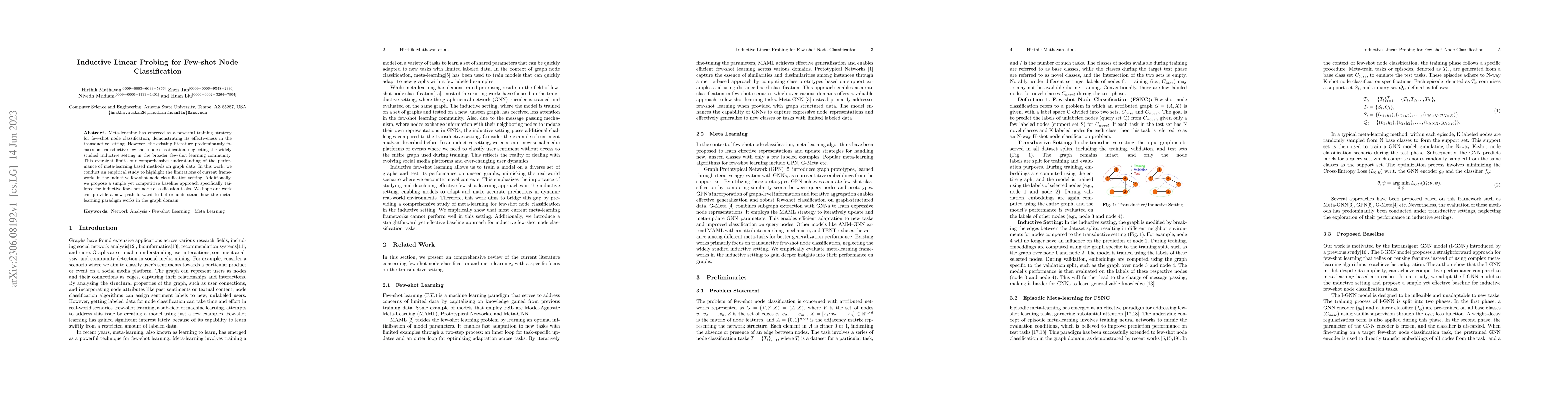 Thumbnail for Inductive Linear Probing for Few-shot Node Classification