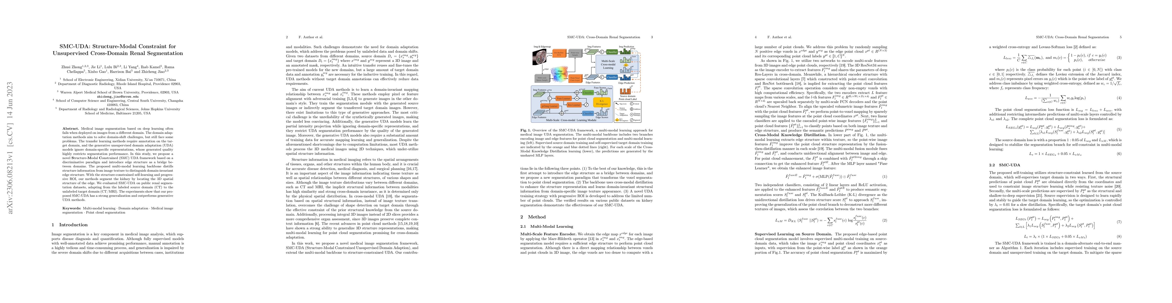 Thumbnail for SMC-UDA: Structure-Modal Constraint for Unsupervised Cross-Domain Renal
  Segmentation