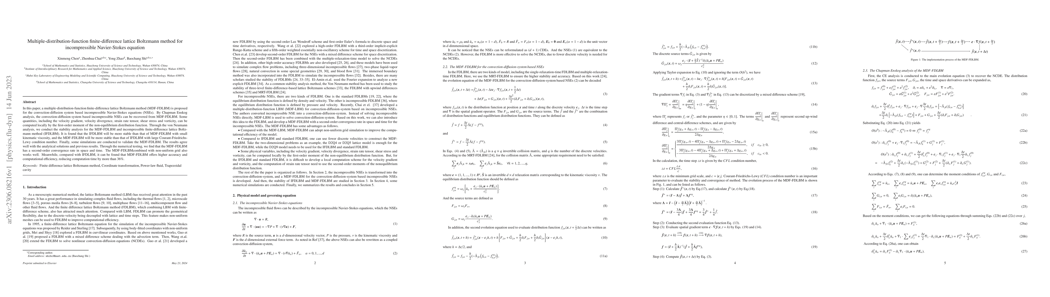 Thumbnail for Multiple-distribution-function finite-difference lattice Boltzmann
  method for incompressible Navier-Stokes equation