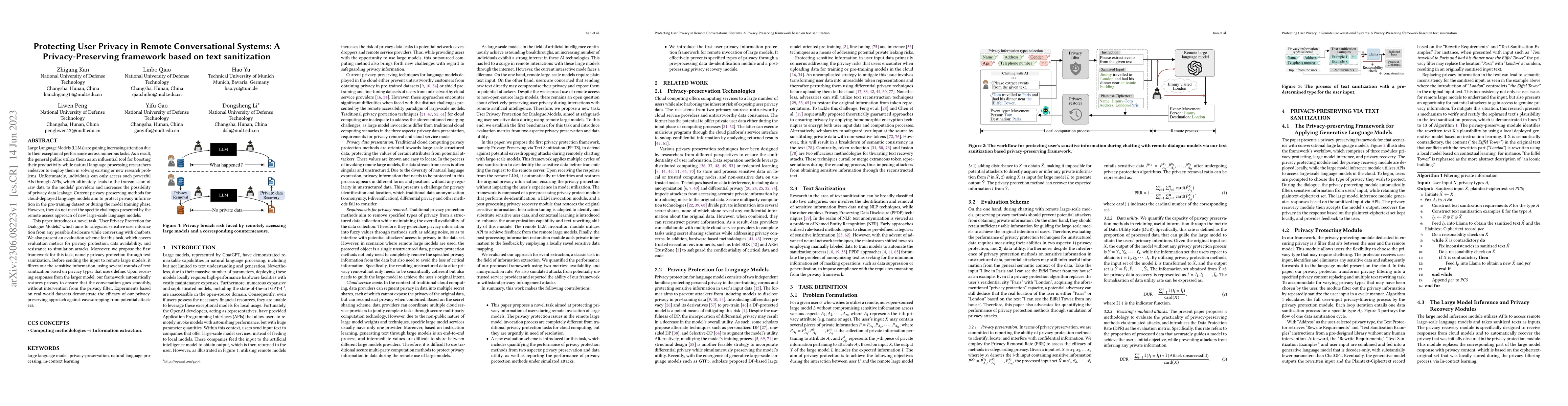 Thumbnail for Protecting User Privacy in Remote Conversational Systems: A
  Privacy-Preserving framework based on text sanitization