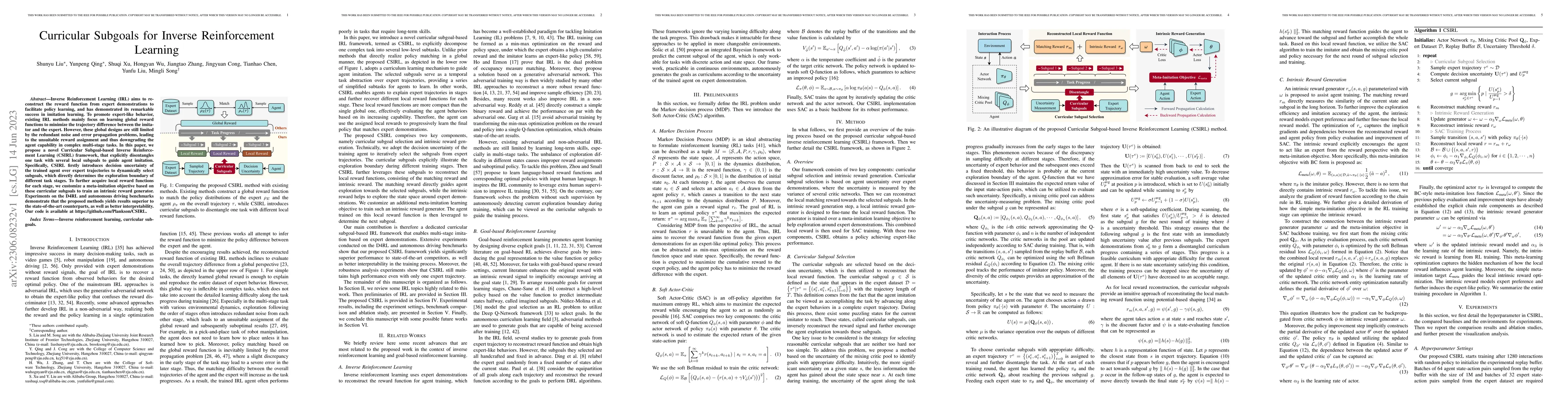 Thumbnail for Curricular Subgoals for Inverse Reinforcement Learning