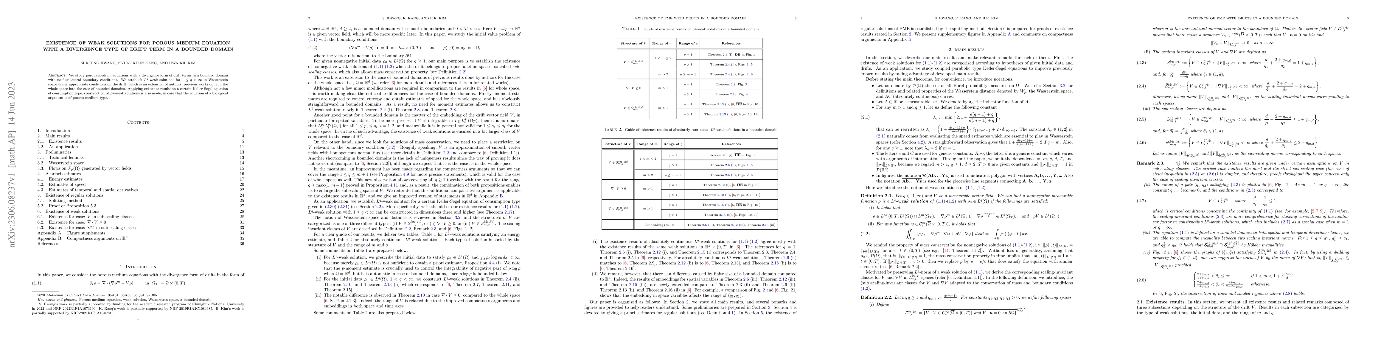 Thumbnail for Existence of weak solutions for Porous medium equation with a divergence
  type of drift term in a bounded domain