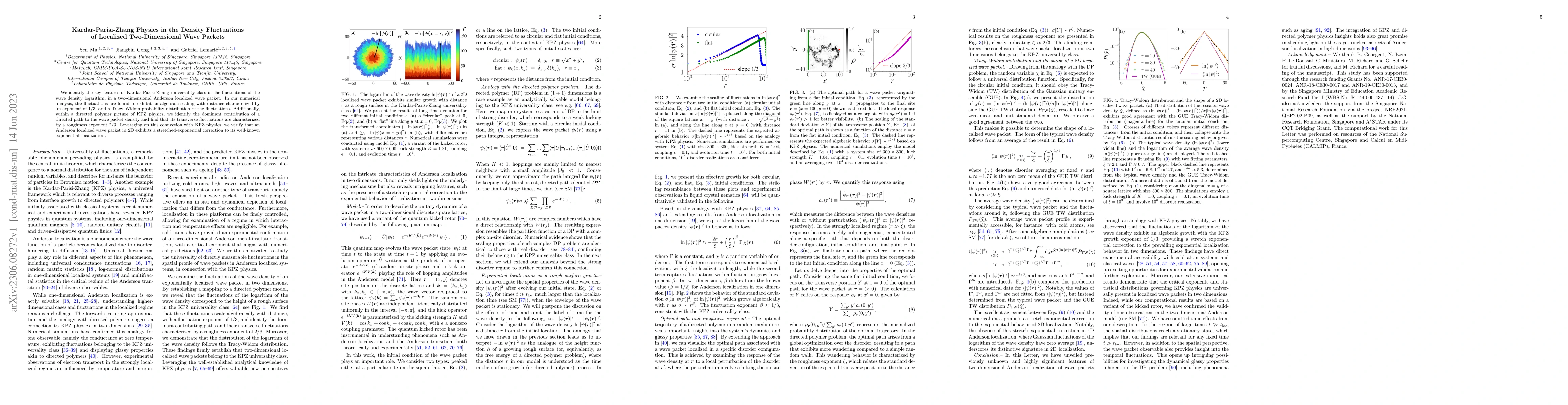 Thumbnail for Kardar-Parisi-Zhang Physics in the Density Fluctuations of Localized
  Two-Dimensional Wave Packets