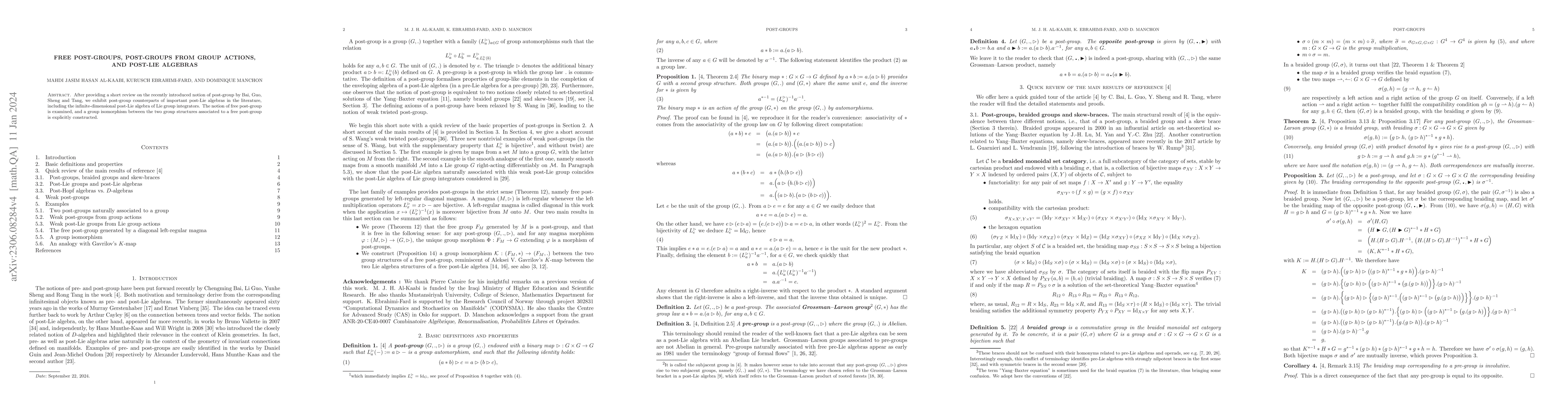 Thumbnail for Free post-groups, post-groups from group actions, and post-Lie algebras