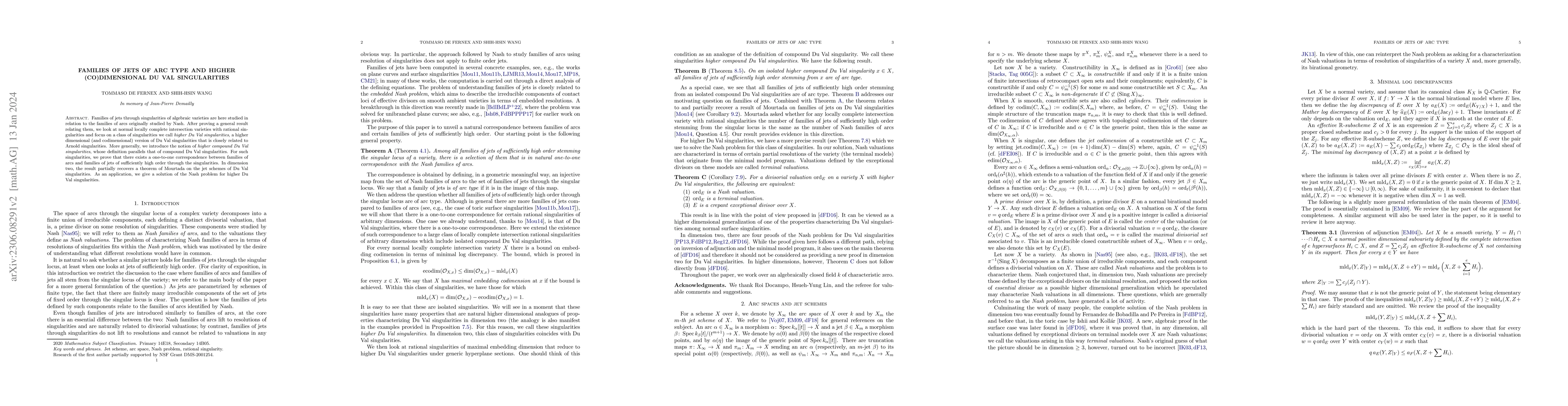 Thumbnail for Families of jets of arc type and higher (co)dimensional Du Val
  singularities