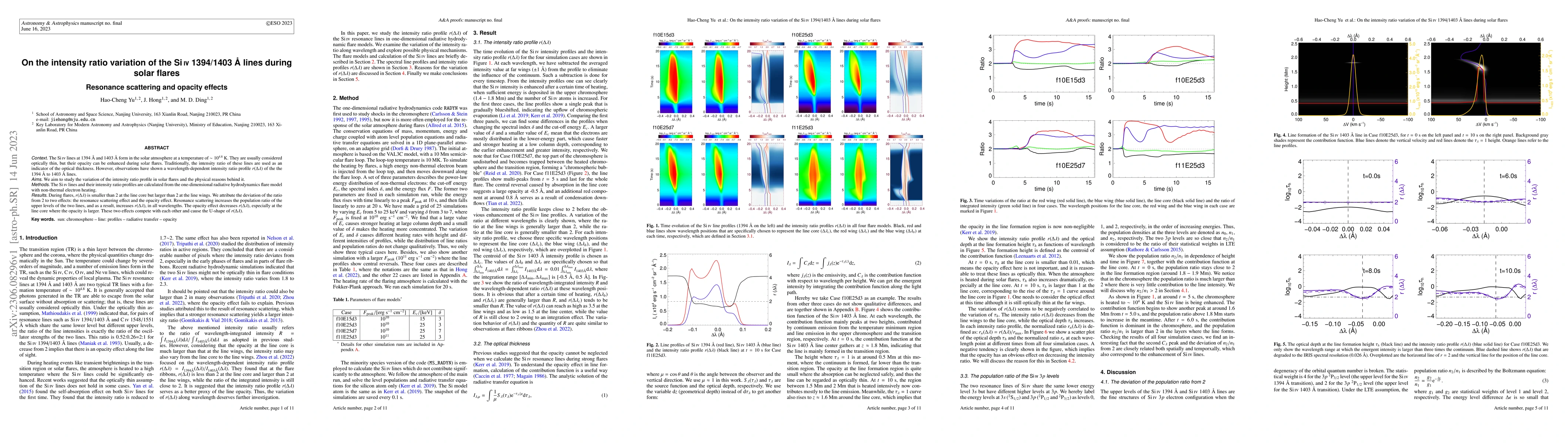 Thumbnail for On the intensity ratio variation of the Si IV 1394/1403 \r{A} lines
  during solar flares