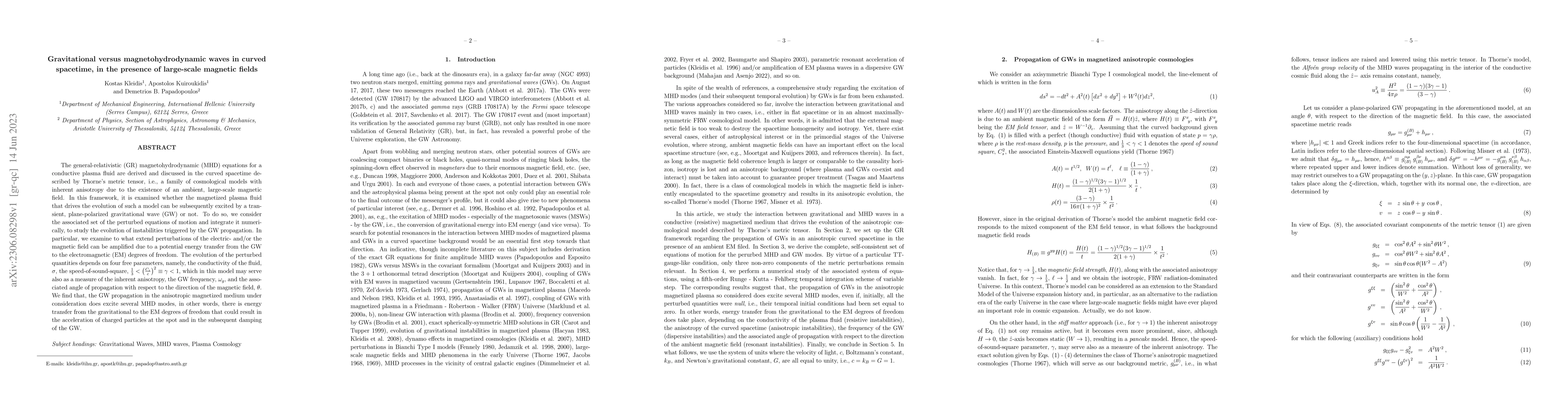 Thumbnail for Gravitational versus magnetohydrodynamic waves in curved spacetime in
  the presence of large-scale magnetic fields