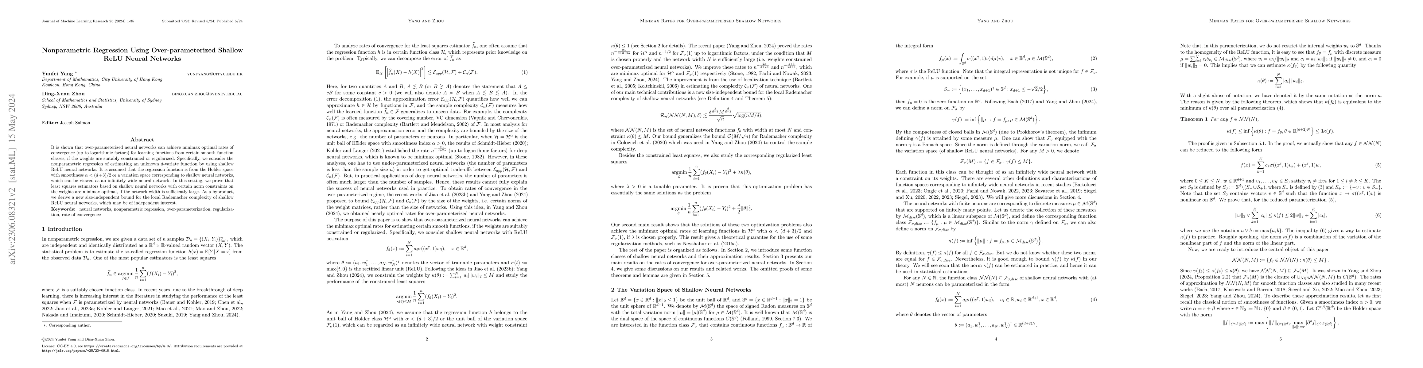 Thumbnail for Nonparametric regression using over-parameterized shallow ReLU neural
  networks