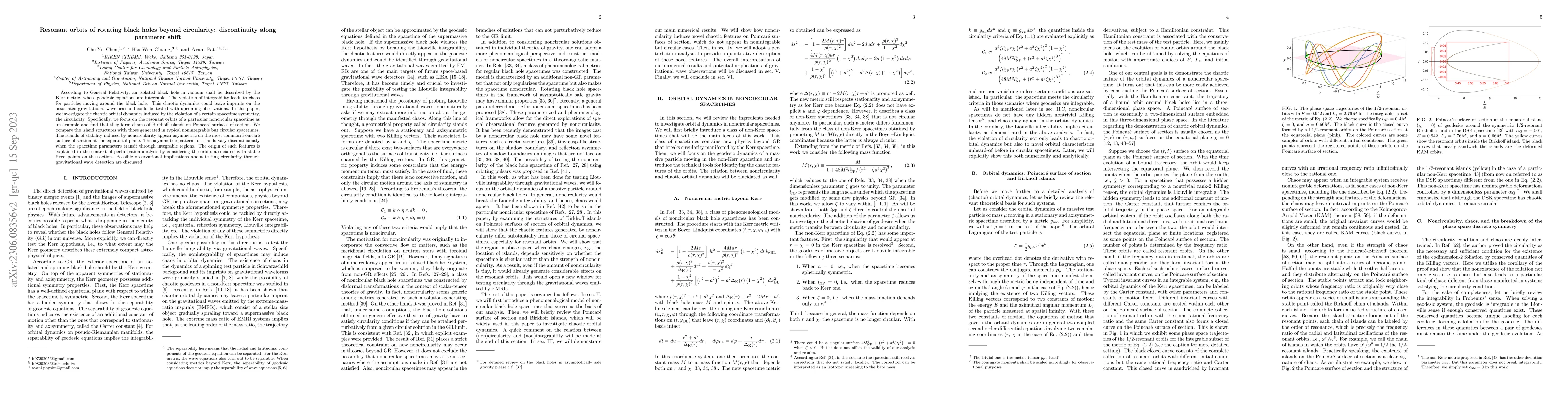 Thumbnail for Resonant orbits of rotating black holes beyond circularity:
  Discontinuity along parameter shift
