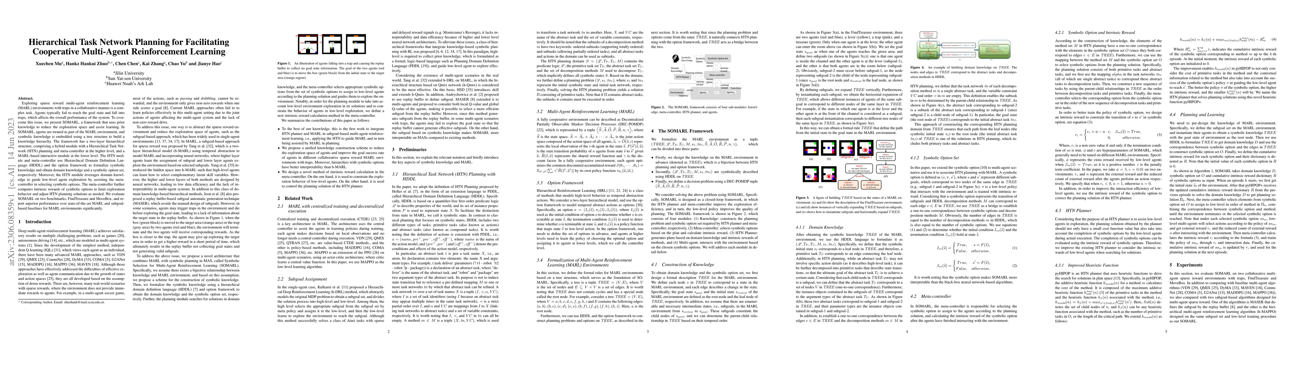 Thumbnail for Hierarchical Task Network Planning for Facilitating Cooperative
  Multi-Agent Reinforcement Learning