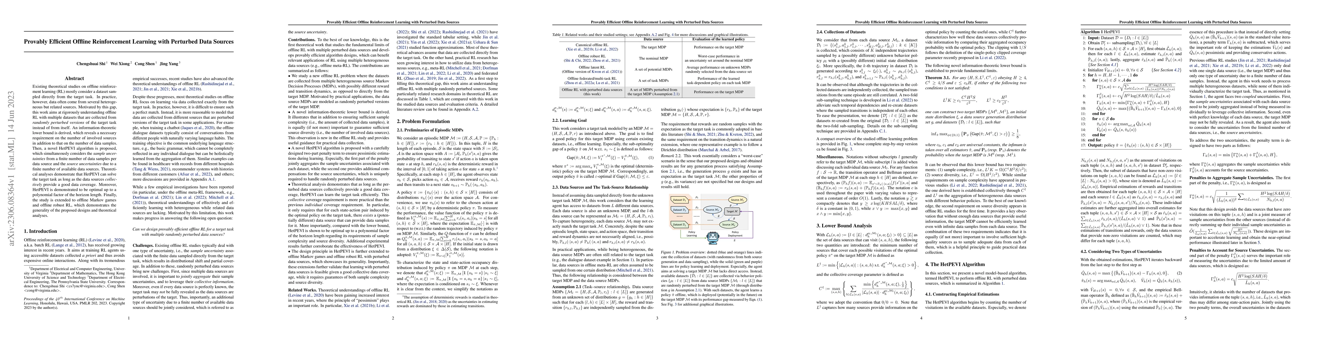 Thumbnail for Provably Efficient Offline Reinforcement Learning with Perturbed Data
  Sources