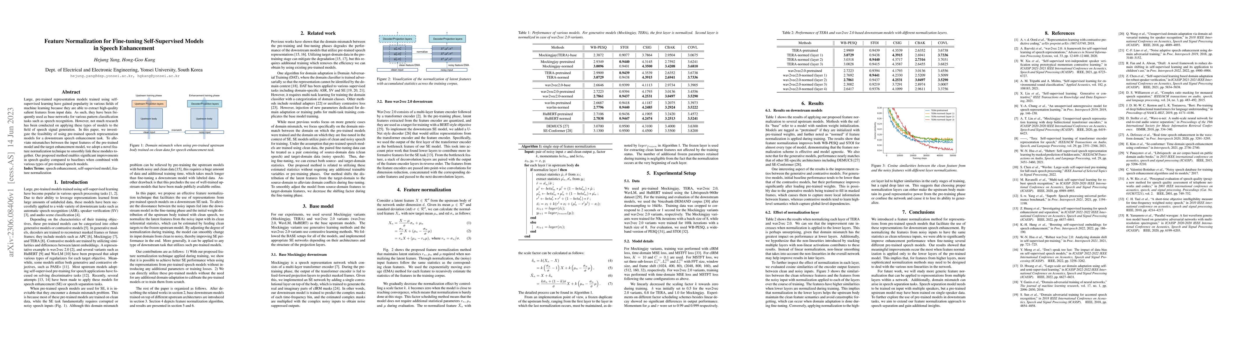 Thumbnail for Feature Normalization for Fine-tuning Self-Supervised Models in Speech
  Enhancement
