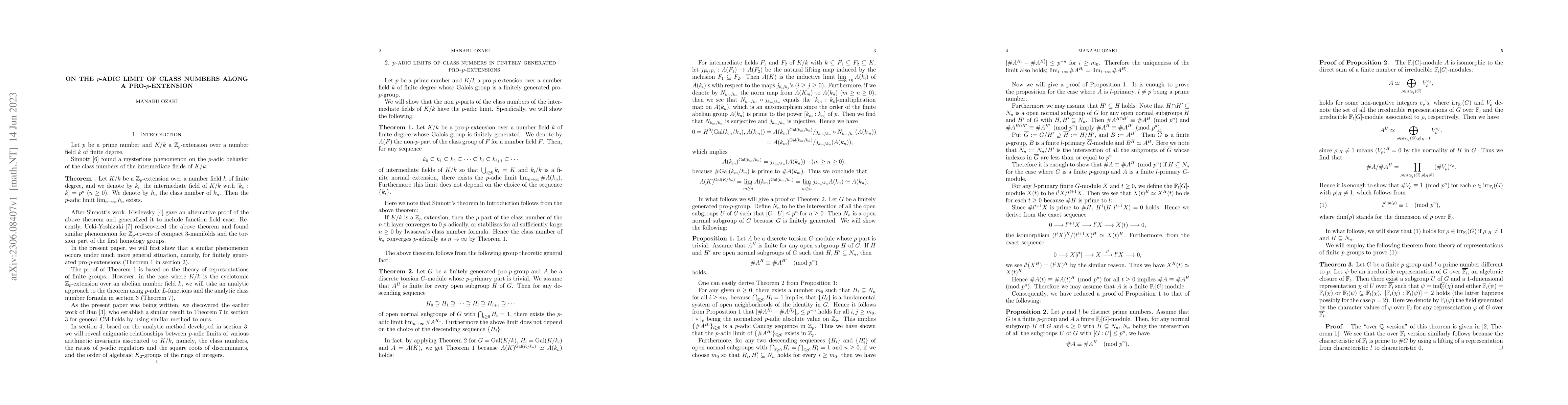 Thumbnail for On the $p$-adic limit of class numbers along a pro-$p$-extension