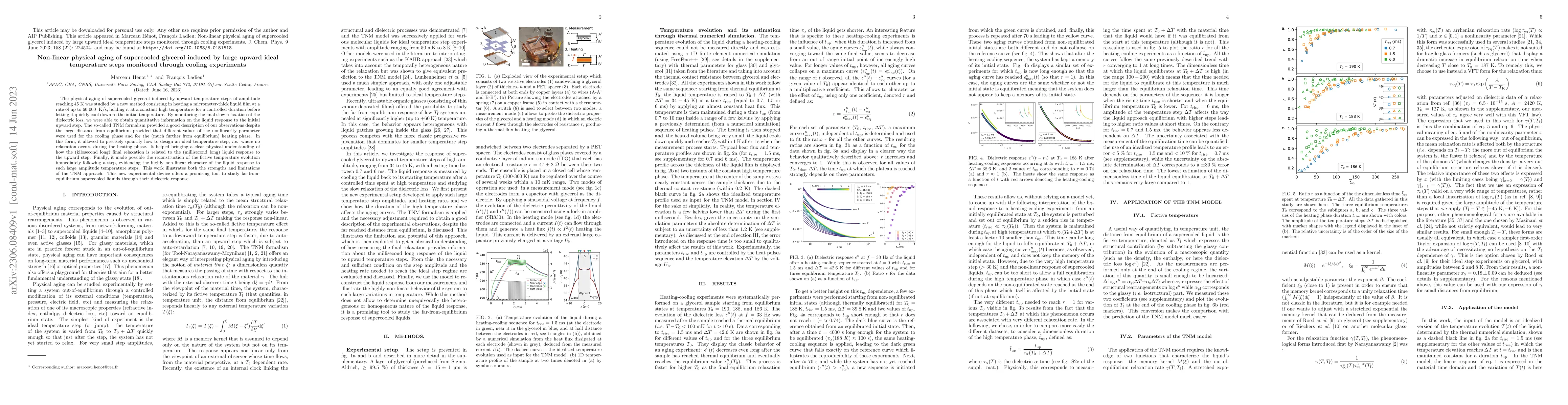 Thumbnail for Non-linear physical aging of supercooled glycerol induced by large
  upward ideal temperature steps monitored through cooling experiments