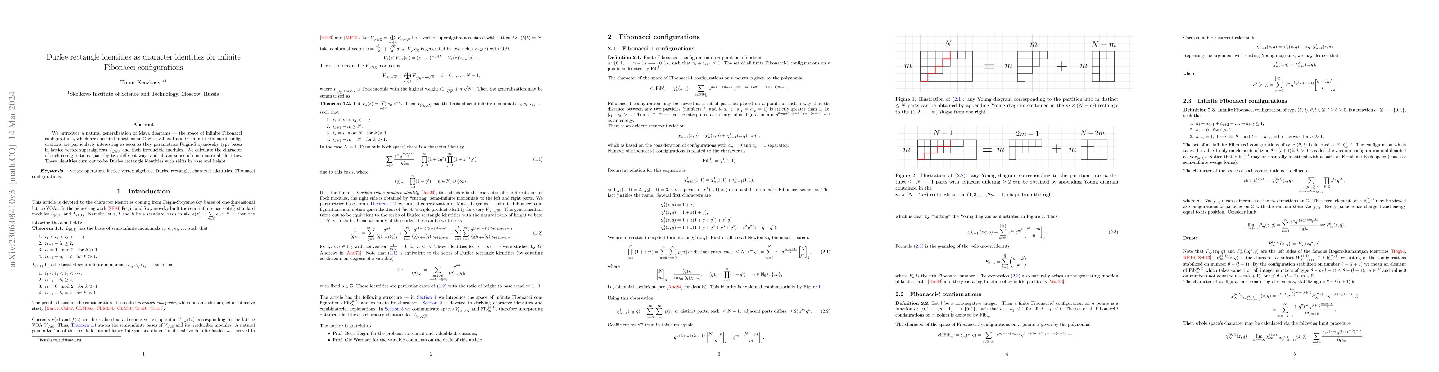 Thumbnail for Durfee rectangle identities as character identities for infinite
  Fibonacci configurations