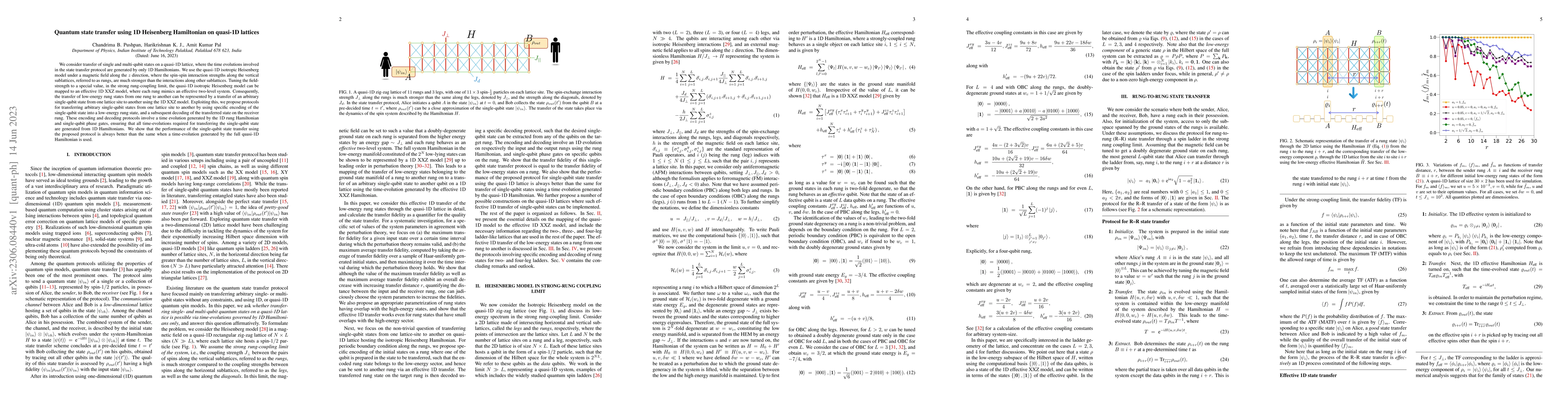 Thumbnail for Quantum state transfer using 1D Heisenberg Hamiltonian on quasi-1D
  lattices