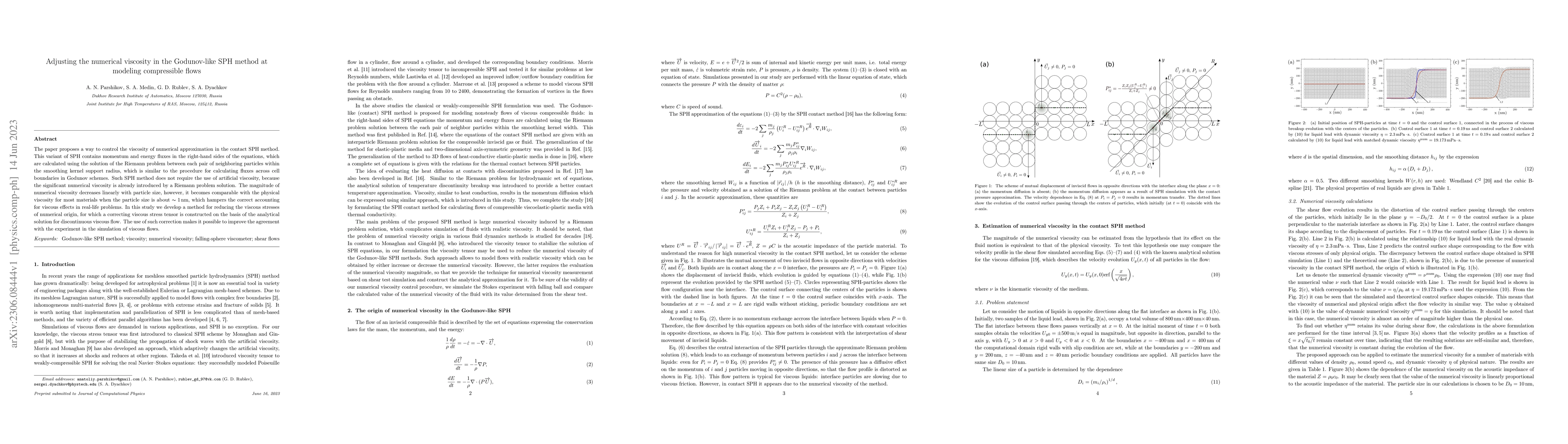 Thumbnail for Adjusting the numerical viscosity in the Godunov-like SPH method at
  modeling compressible flows