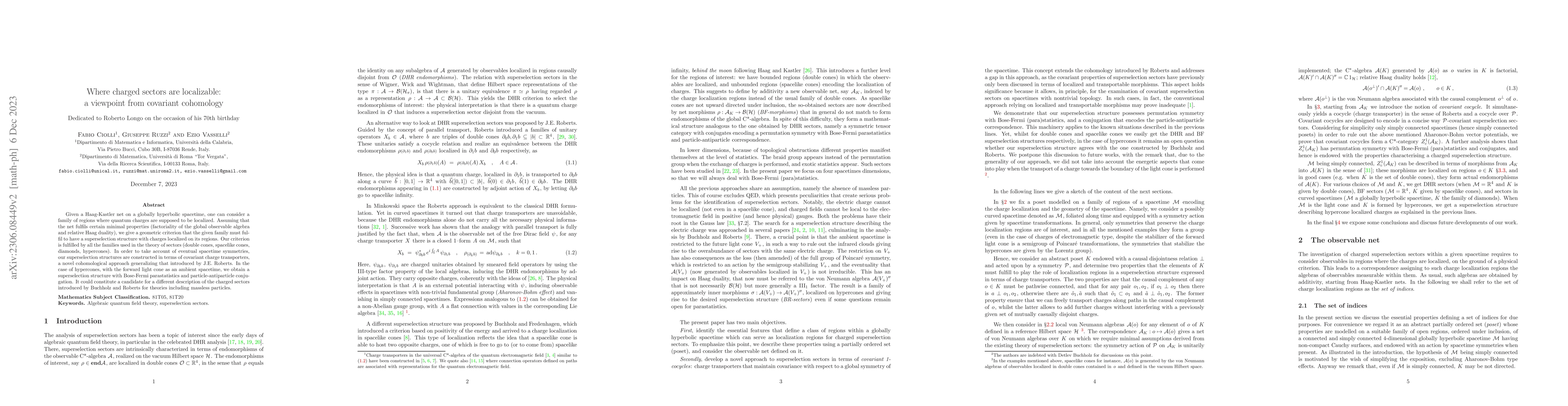 Thumbnail for Where charged sectors are localizable: a viewpoint from covariant
  cohomology