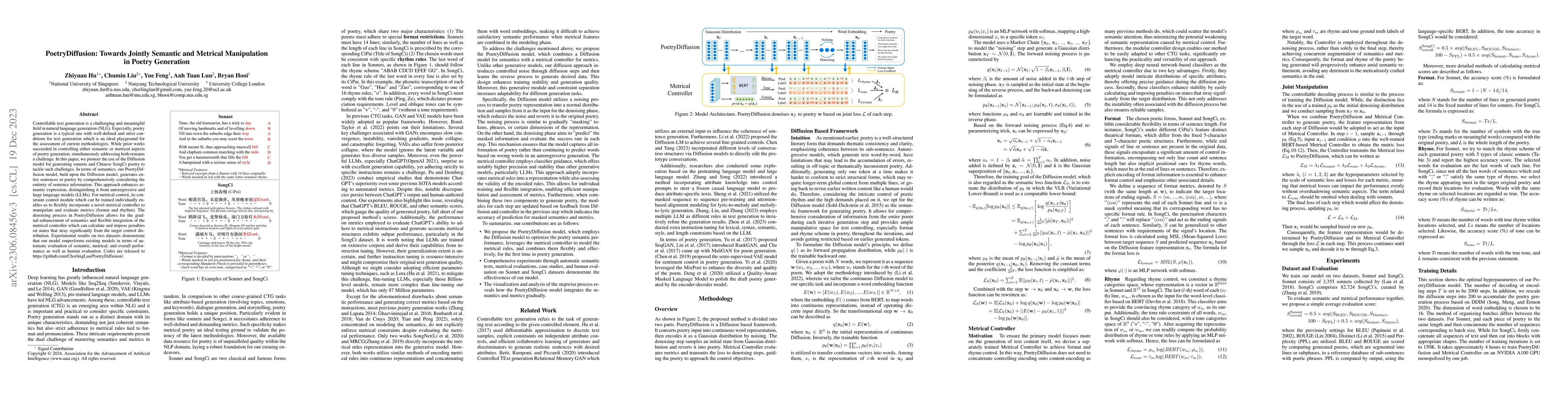 Thumbnail for PoetryDiffusion: Towards Joint Semantic and Metrical Manipulation in
  Poetry Generation